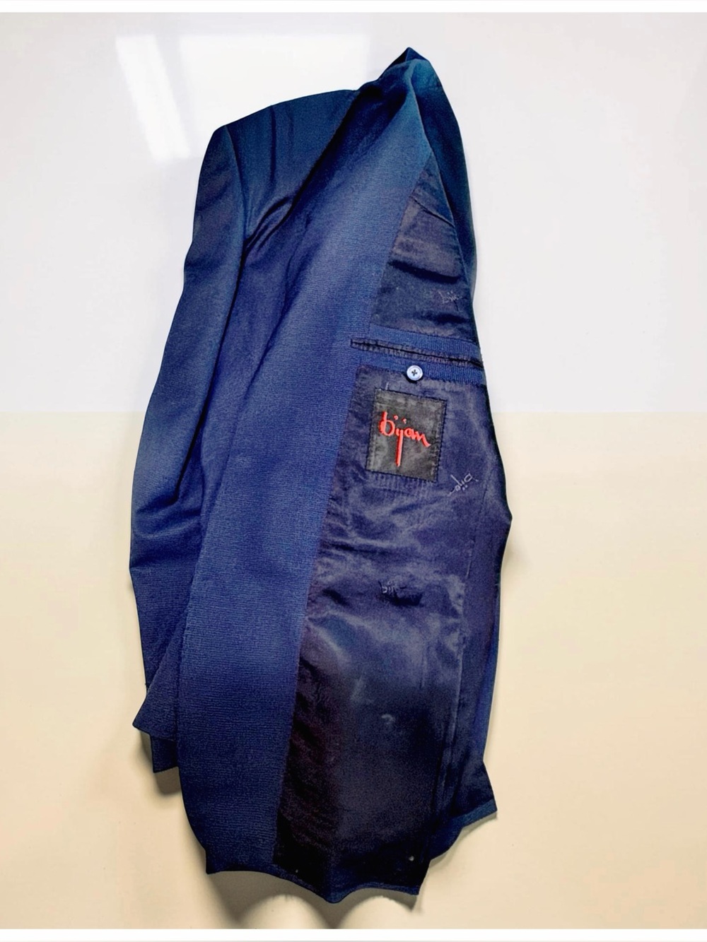 Bijan Men’s Navy Micro-Check Suit | Super 100’s Wool | Luxury Italian Tailoring - Picture 14 of 16